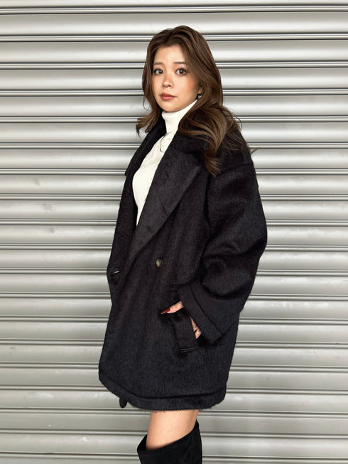 シャギーダブルミドル丈コート